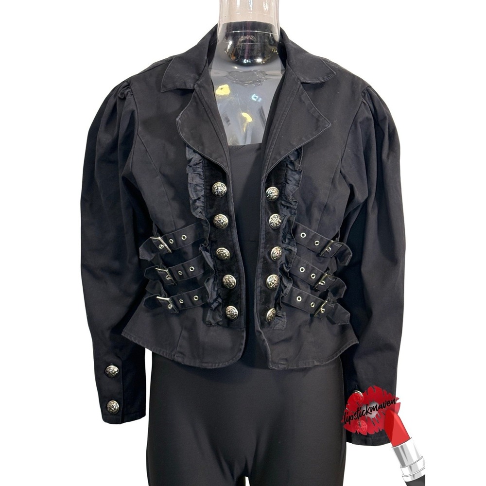 Funhouse Blazer Womens 1x Black Gothic Parade Buckle Jacket